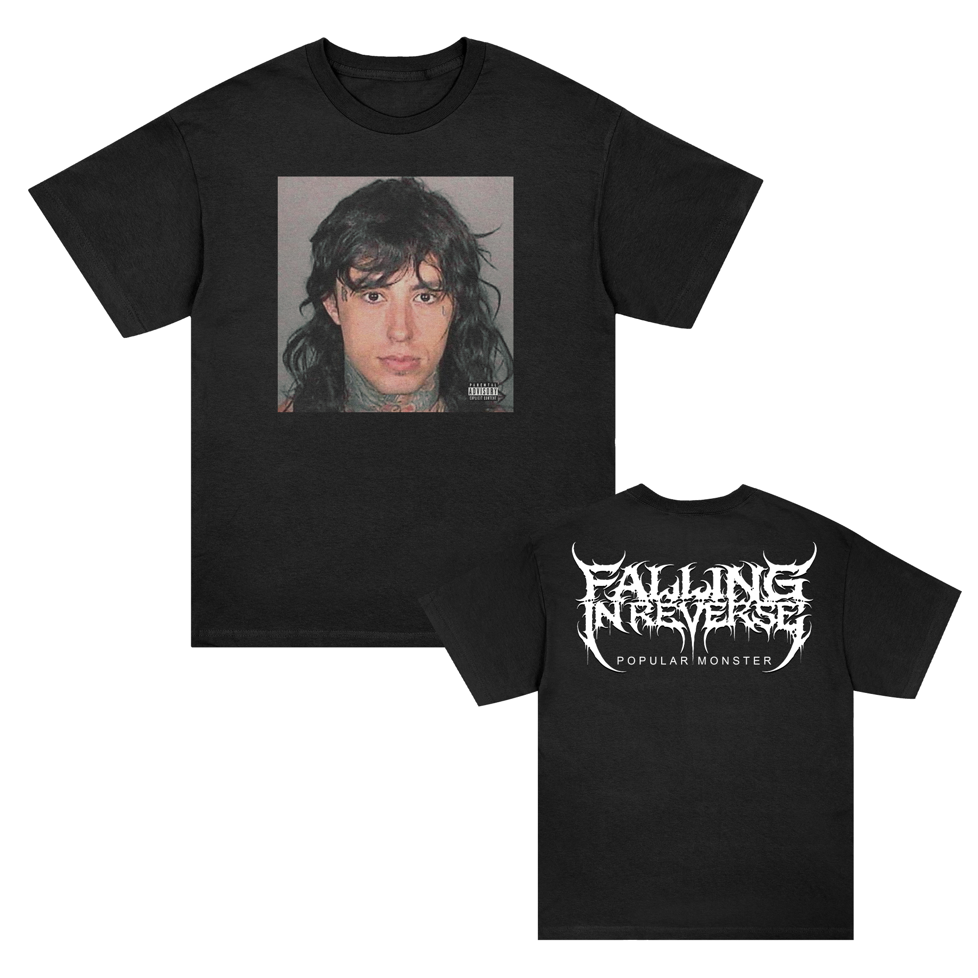 Popular Monster Cover and Back Logo T-Shirt (Black) – Falling In Popular Monster Cover and Back Logo T-Shirt (Black) – Falling In