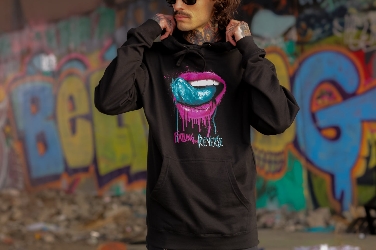 Lips Pullover Hoodie (Black)