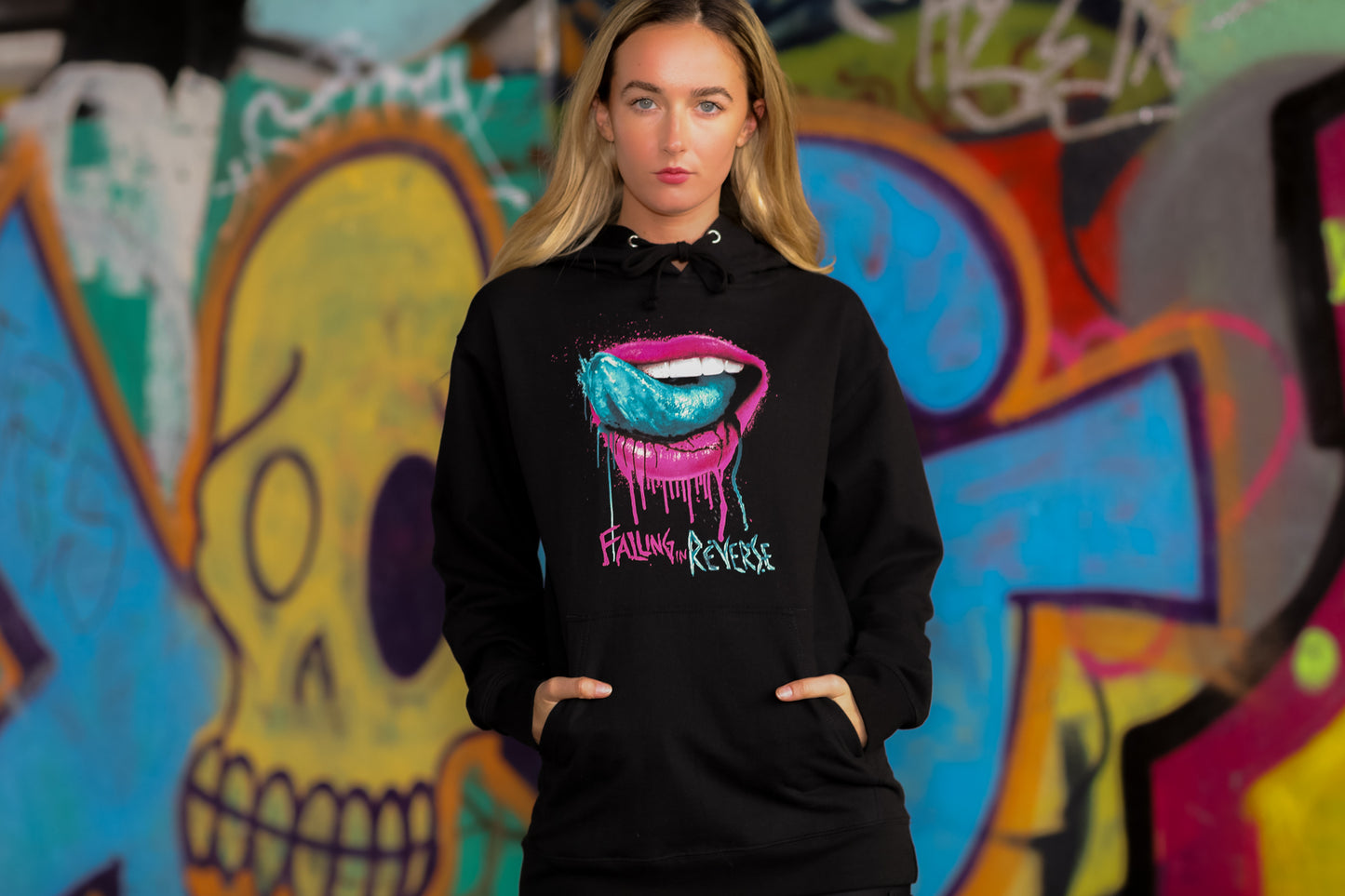 Lips Pullover Hoodie (Black)