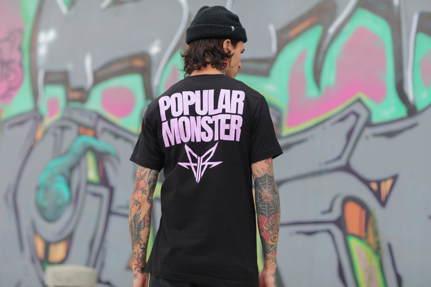 Popular Monster Text T-Shirt (Black)